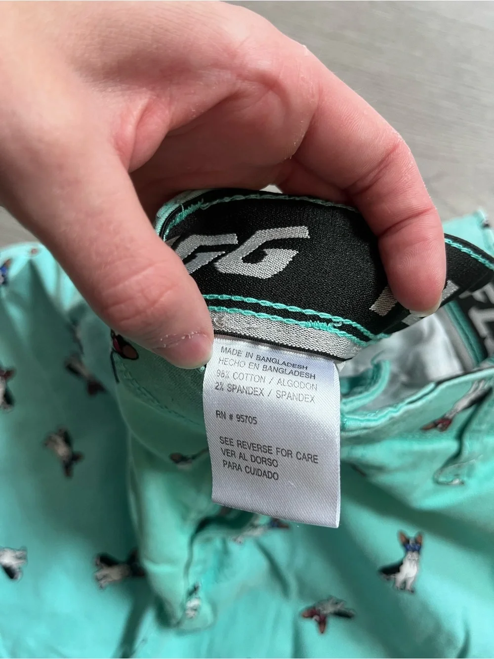 Mint green dog print shorts